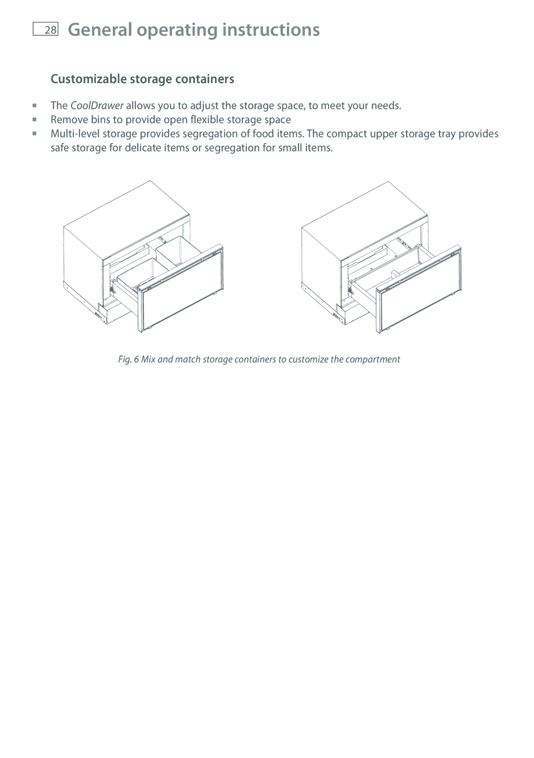 Fisher & Paykel RB905, RB365 manual Customizable storage containers 