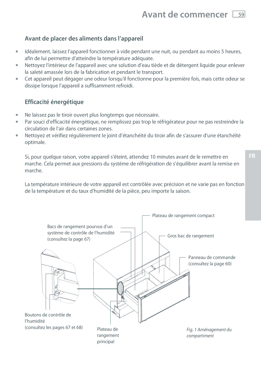 Fisher & Paykel RB365 Avant de commencer, Avant de placer des aliments dans l’appareil, Efficacité énergétique, Marche 