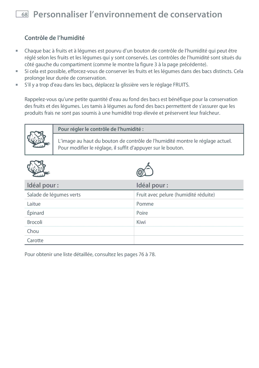 Fisher & Paykel RB905, RB365 manual Contrôle de l’humidité, Pour régler le contrôle de l’humidité  