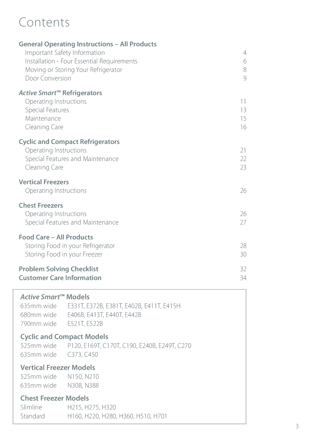 Fisher & Paykel Refrigerator & Freezer manual Contents 