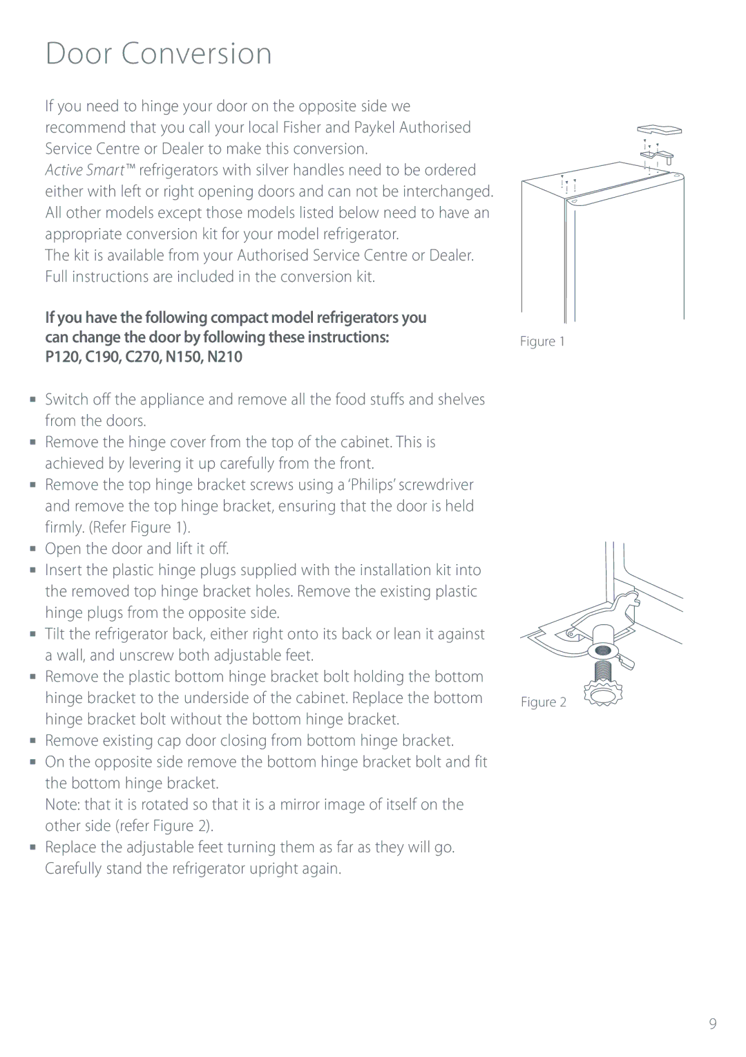 Fisher & Paykel Refrigerator & Freezer manual Door Conversion 