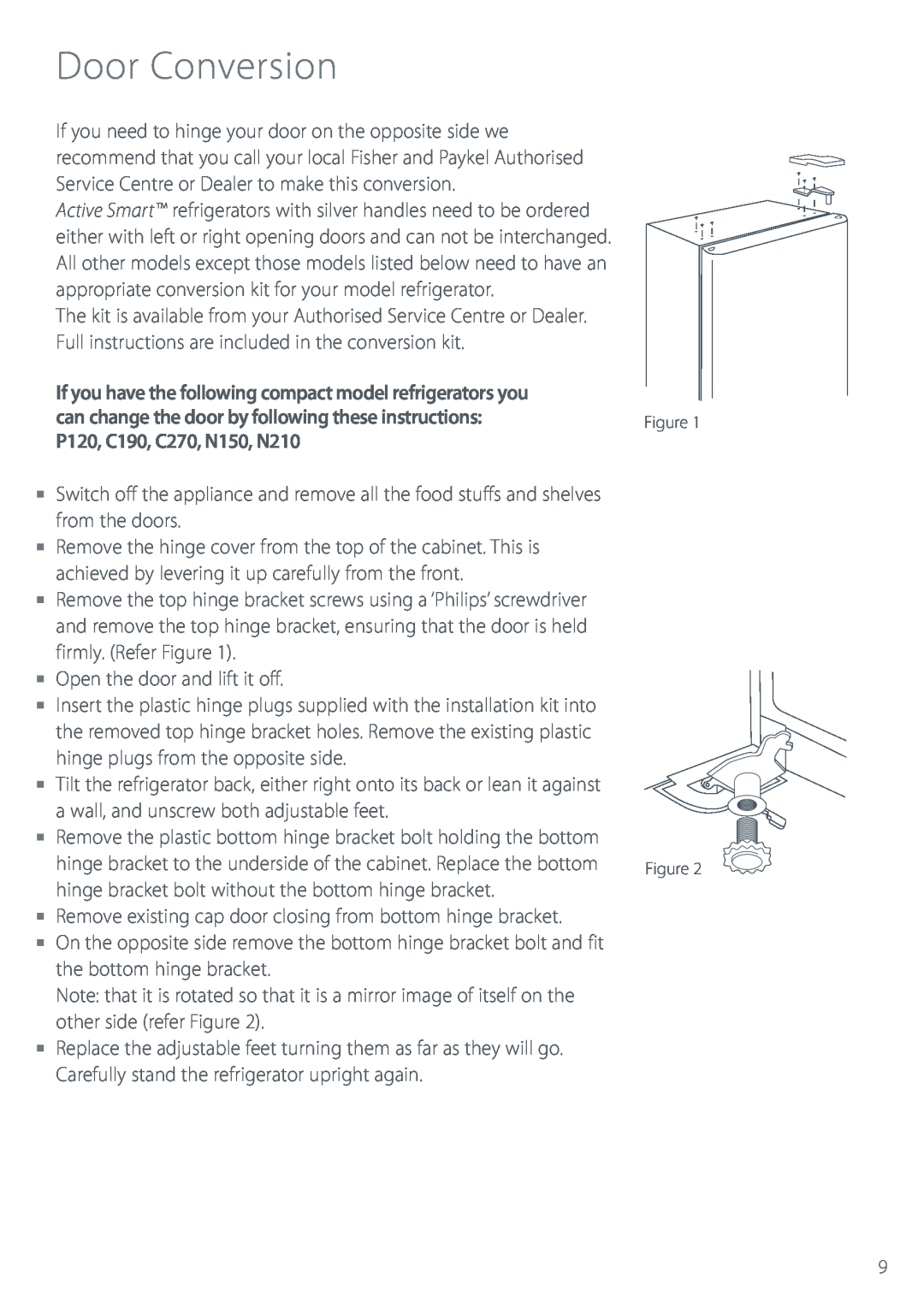 Fisher & Paykel Refrigerator & Freezer manual Door Conversion 