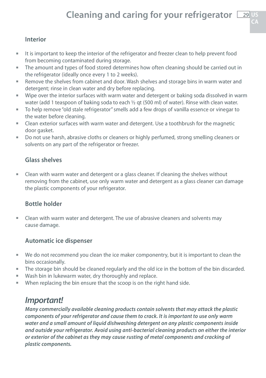 Fisher & Paykel RF135, RF170 installation instructions Interior, Bottle holder, Automatic ice dispenser 