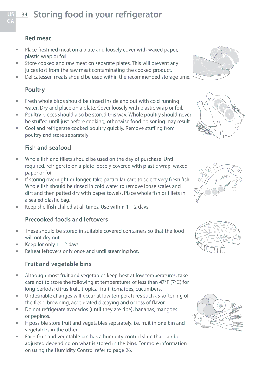 Fisher & Paykel RF170, RF135 installation instructions Storing food in your refrigerator 