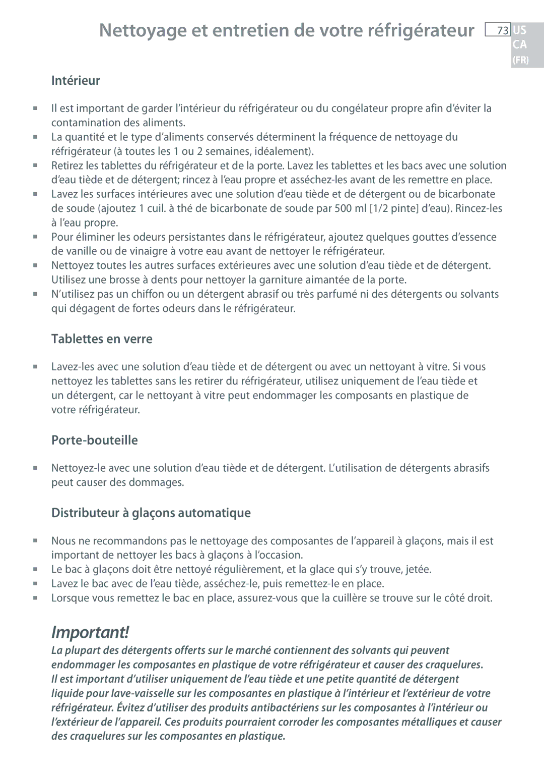 Fisher & Paykel RF135, RF170 installation instructions Intérieur, Porte-bouteille, Distributeur à glaçons automatique 