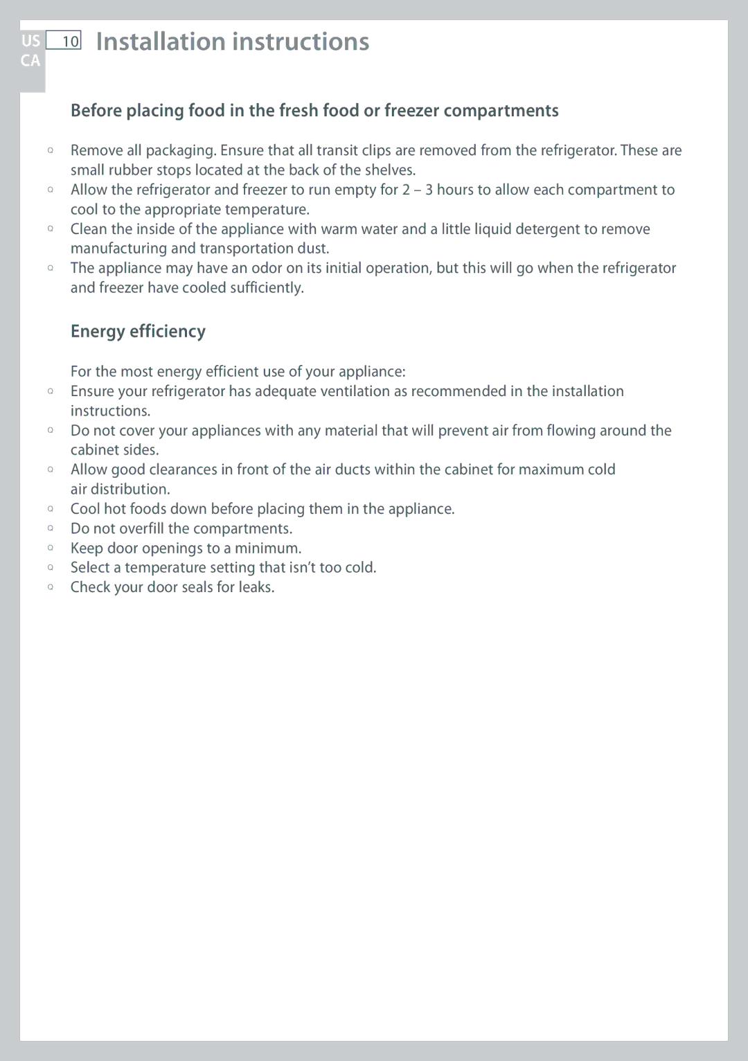 Fisher & Paykel RF170, RF135 installation instructions Energy efficiency 