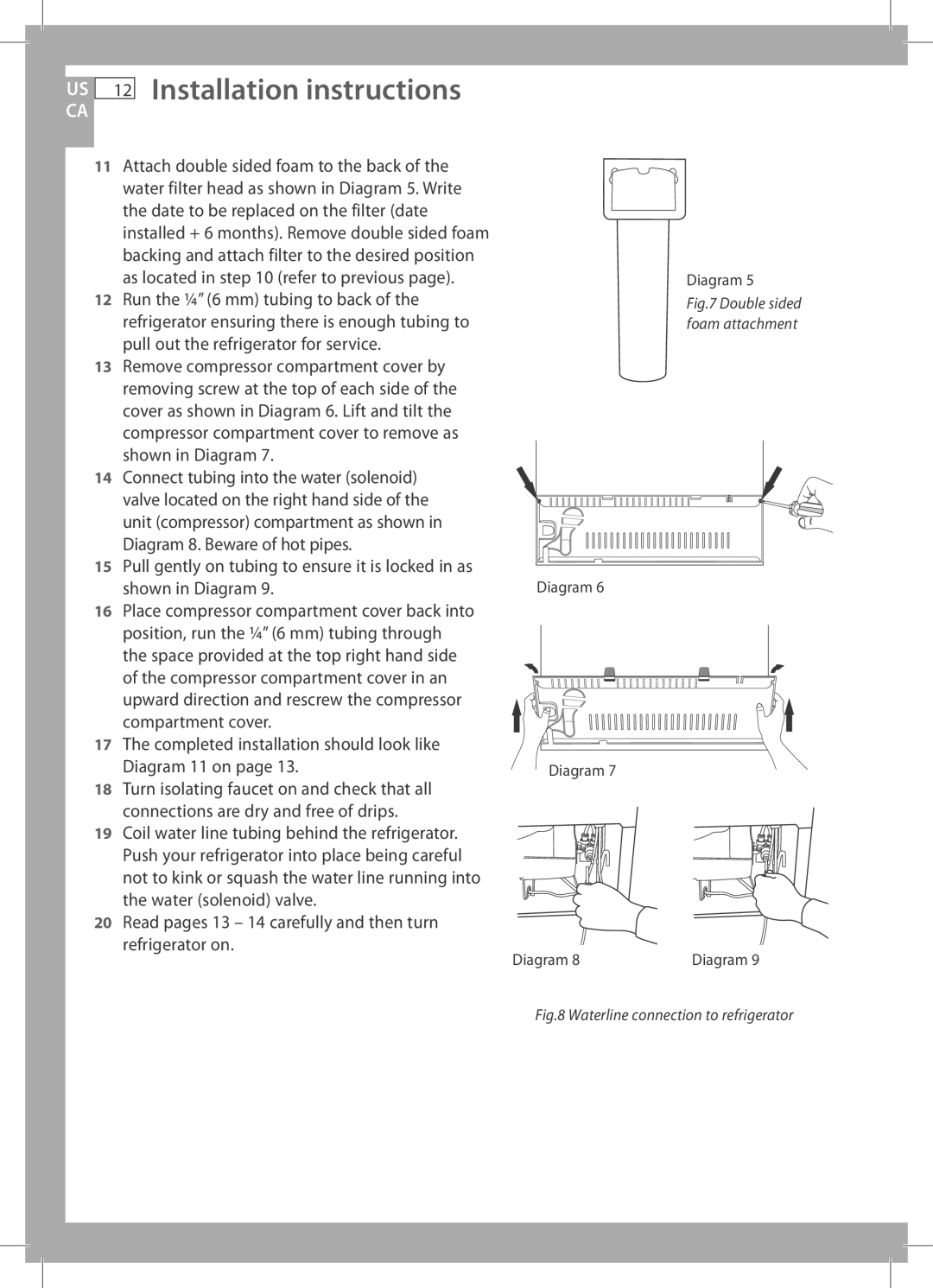 Fisher & Paykel RF135B, RF170W US 12 Installation instructions, Completed installation should look like Diagram 11 on 