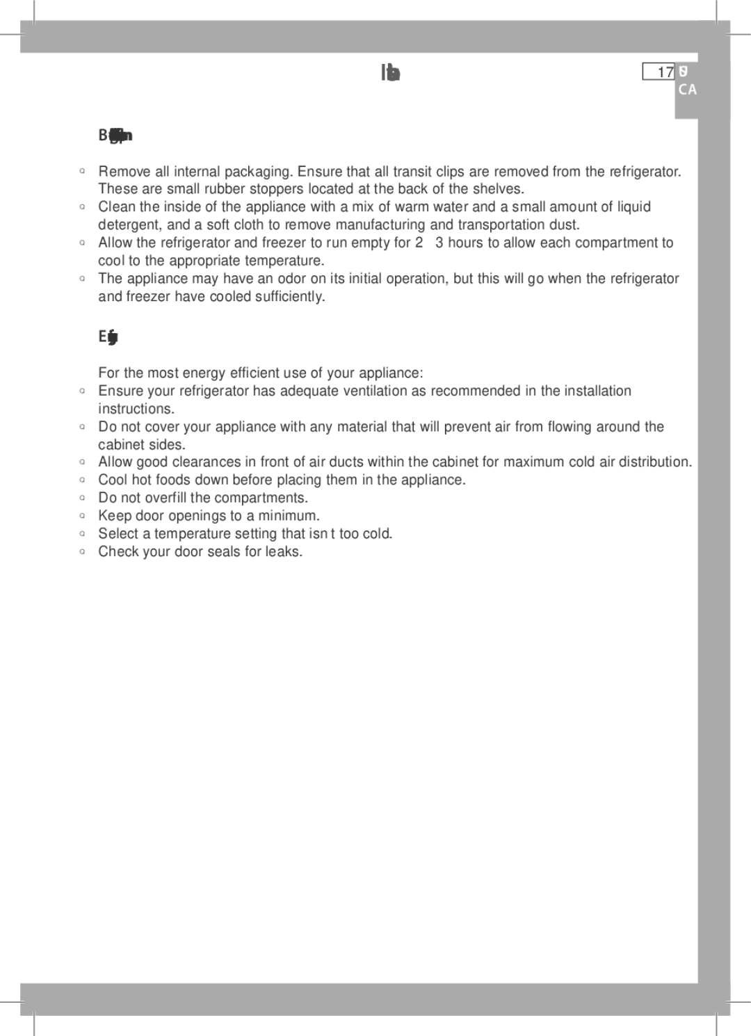 Fisher & Paykel RF135B, RF170W, RF170A, RF201A, E522B installation instructions Energy efficiency 