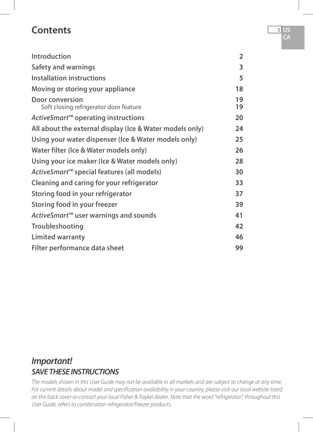 Fisher & Paykel E522B, RF170W, RF170A, RF201A, RF135B installation instructions Contents 