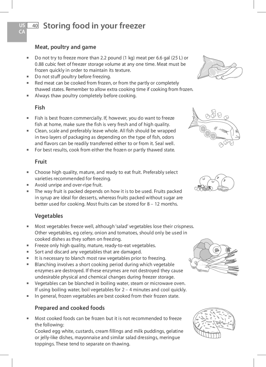 Fisher & Paykel RF201A, RF170W, RF170A, E522B, RF135B installation instructions Storing food in your freezer 