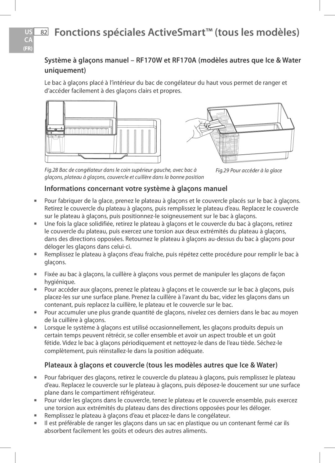 Fisher & Paykel RF135B, RF170W, RF170A, RF201A, E522B Informations concernant votre système à glaçons manuel 