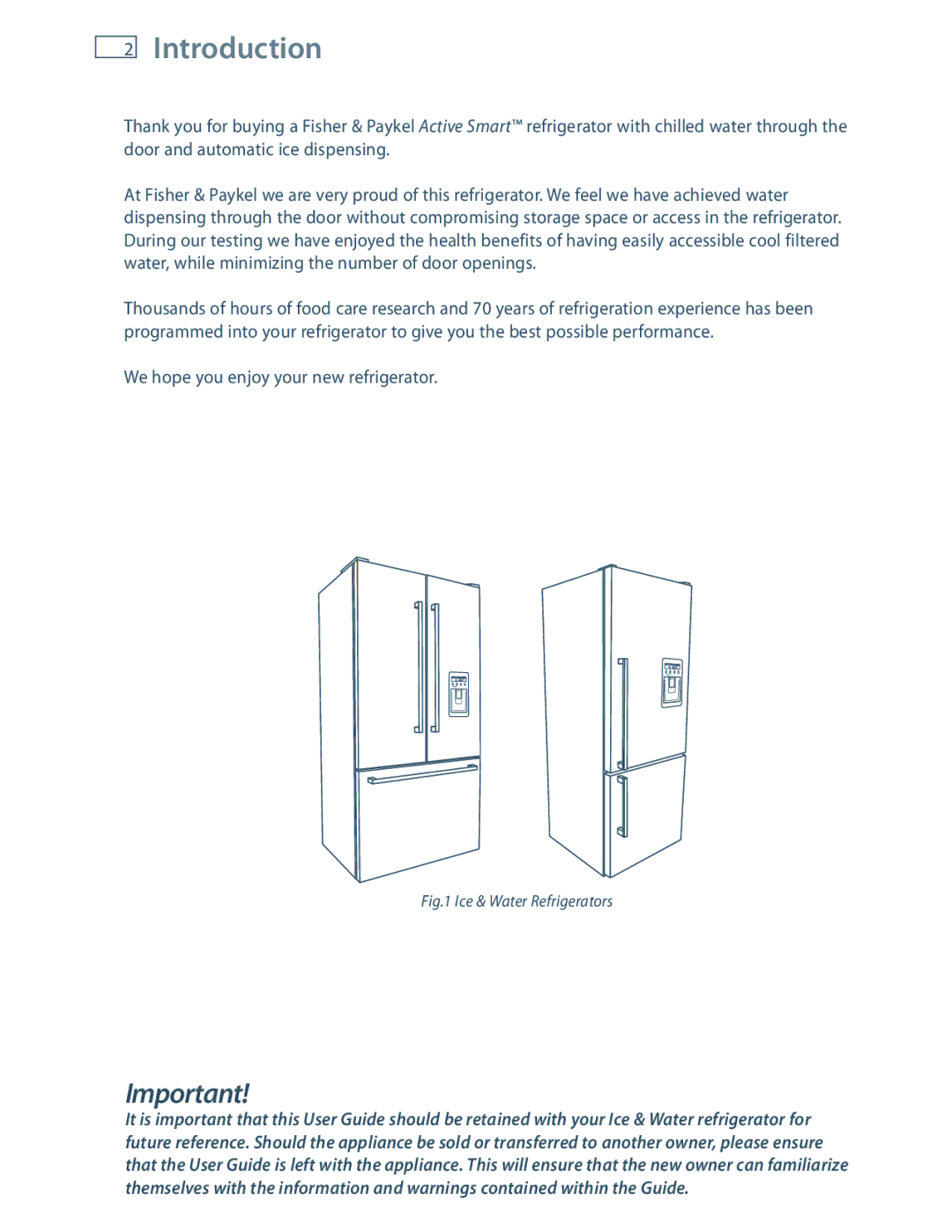 Fisher & Paykel RF201A, E522B installation instructions Introduction, Ice & Water Refrigerators 