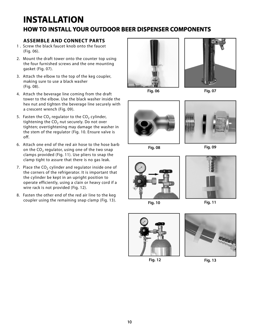 Fisher & Paykel RF24T Assemble And Connect Parts, Installation, How To Install Your Outdoor Beer Dispenser Components 