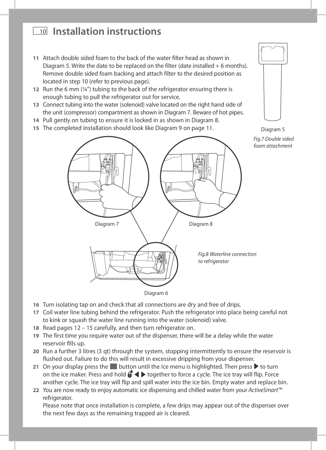 Fisher & Paykel RF522A, RF522W installation instructions Double sided foam attachment 