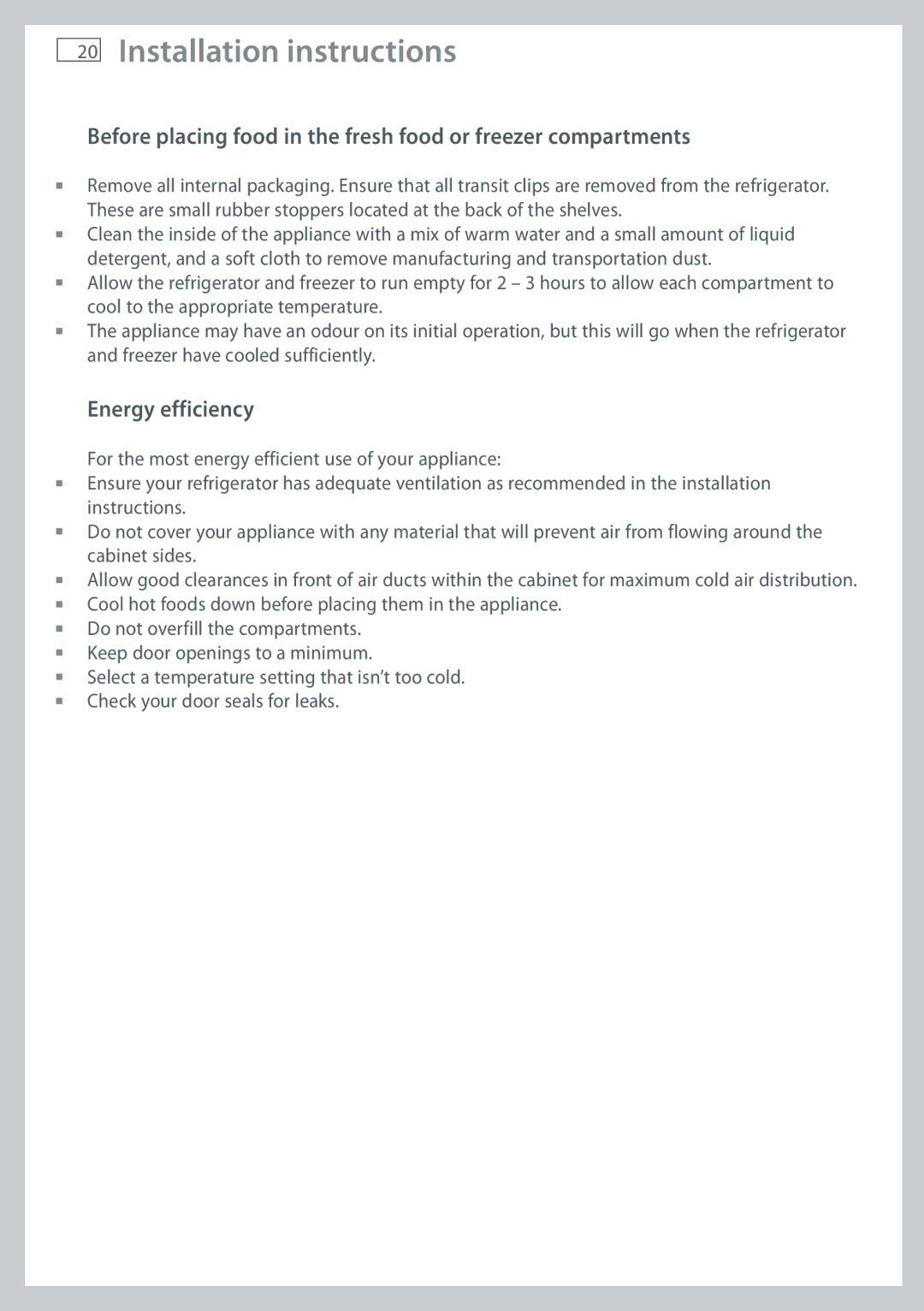 Fisher & Paykel RF522W, RF522A, RF610A, RF540A installation instructions Energy efficiency 