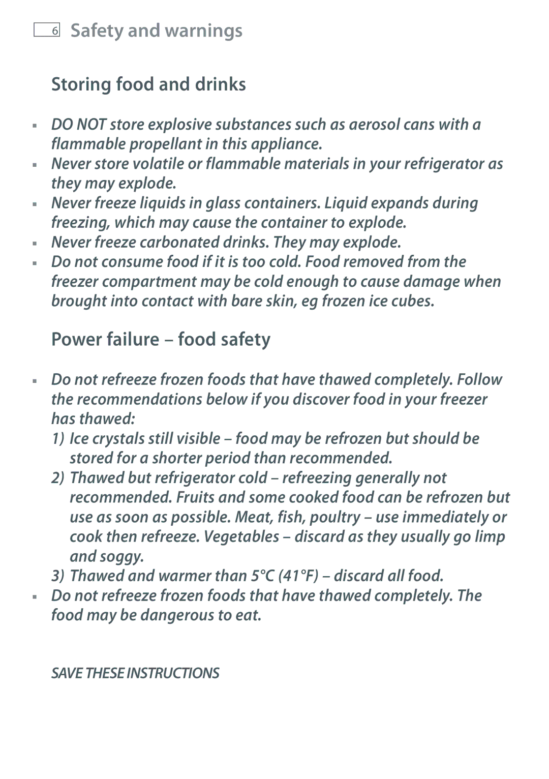 Fisher & Paykel RF522A, RF610A, RF522W, RF540A installation instructions Storing food and drinks 