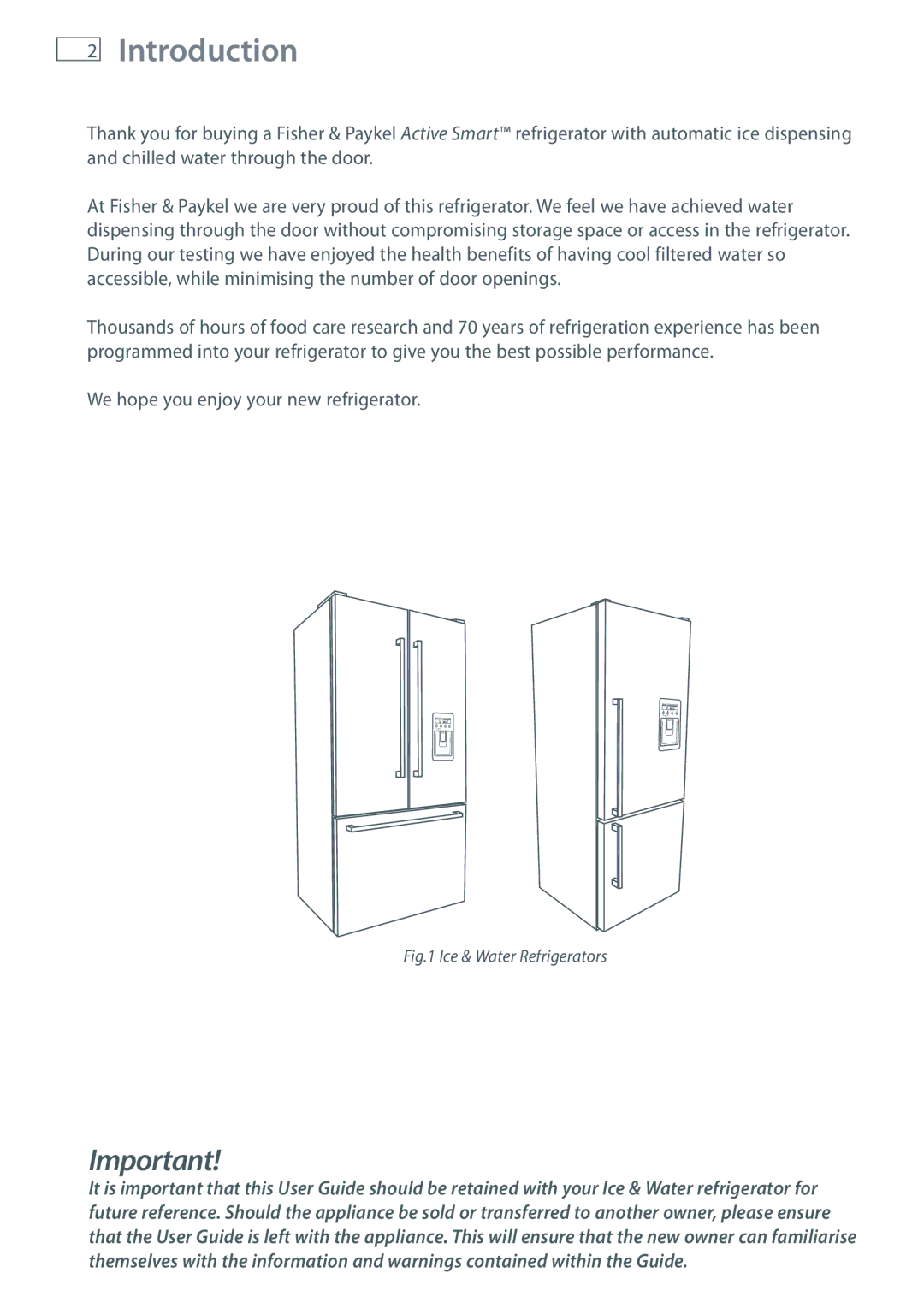 Fisher & Paykel RF201A, RF610A, RF540A installation instructions Introduction, We hope you enjoy your new refrigerator 