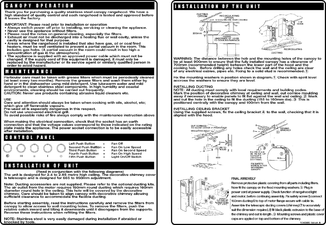 Fisher & Paykel RH900CQ manual 