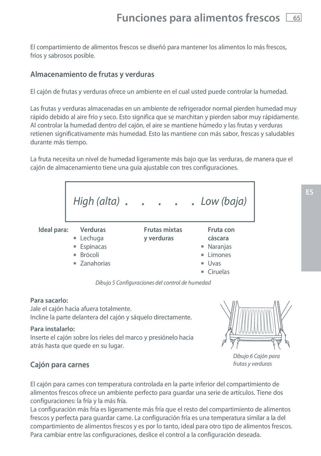 Fisher & Paykel RX256, RX216 Almacenamiento de frutas y verduras, Ideal para Verduras Frutas mixtas Fruta con, Cáscara 