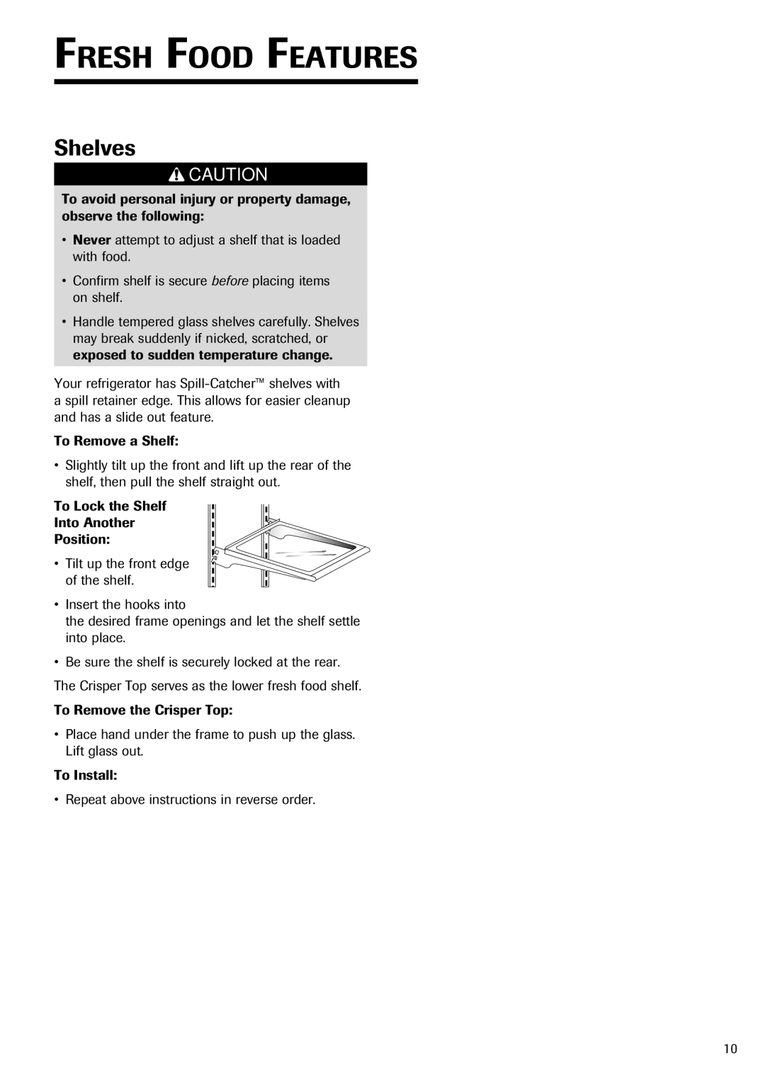 Fisher & Paykel RX256DT7X1 installation instructions Fresh Food Features, Shelves 