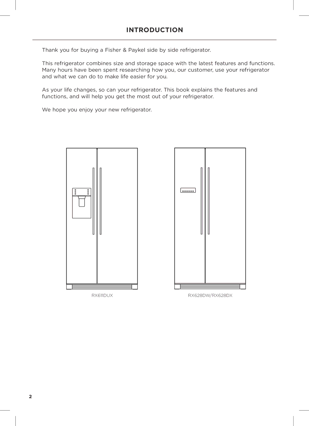 Fisher & Paykel RX611DUX, RX628DX, RX628DW installation instructions Introduction 