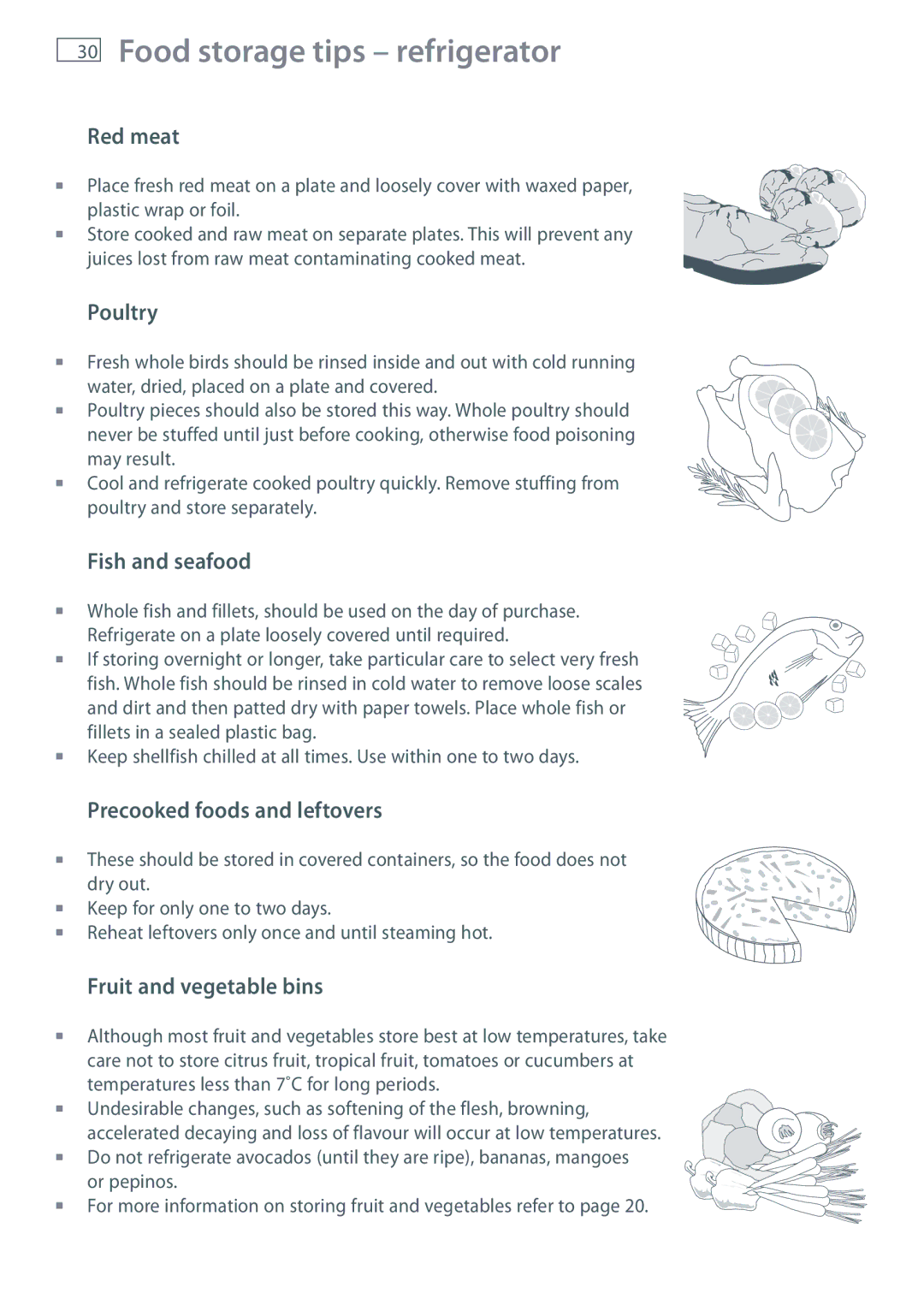 Fisher & Paykel RX594, RX693, RX616 installation instructions Food storage tips refrigerator 