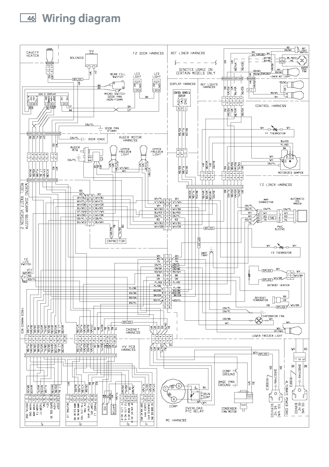 Fisher & Paykel RX693, RX616, RX594 installation instructions Wiring diagram 