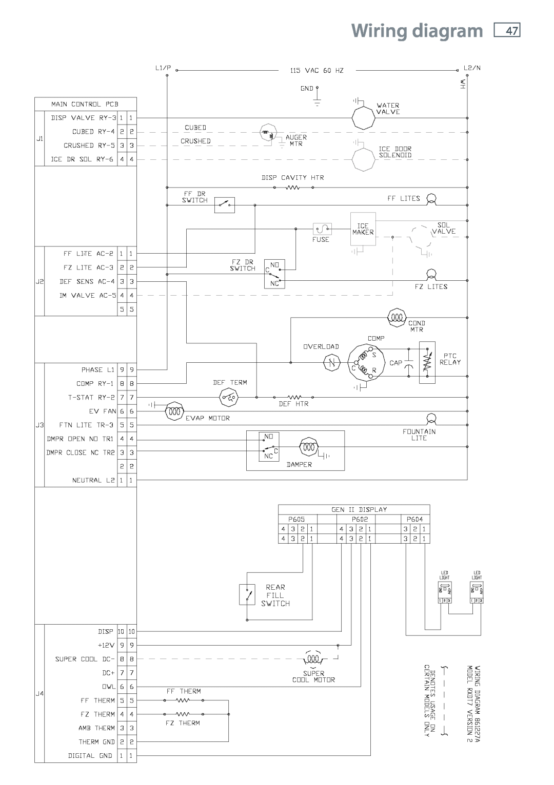 Fisher & Paykel RX616, RX693, RX594 installation instructions Wiring diagram 