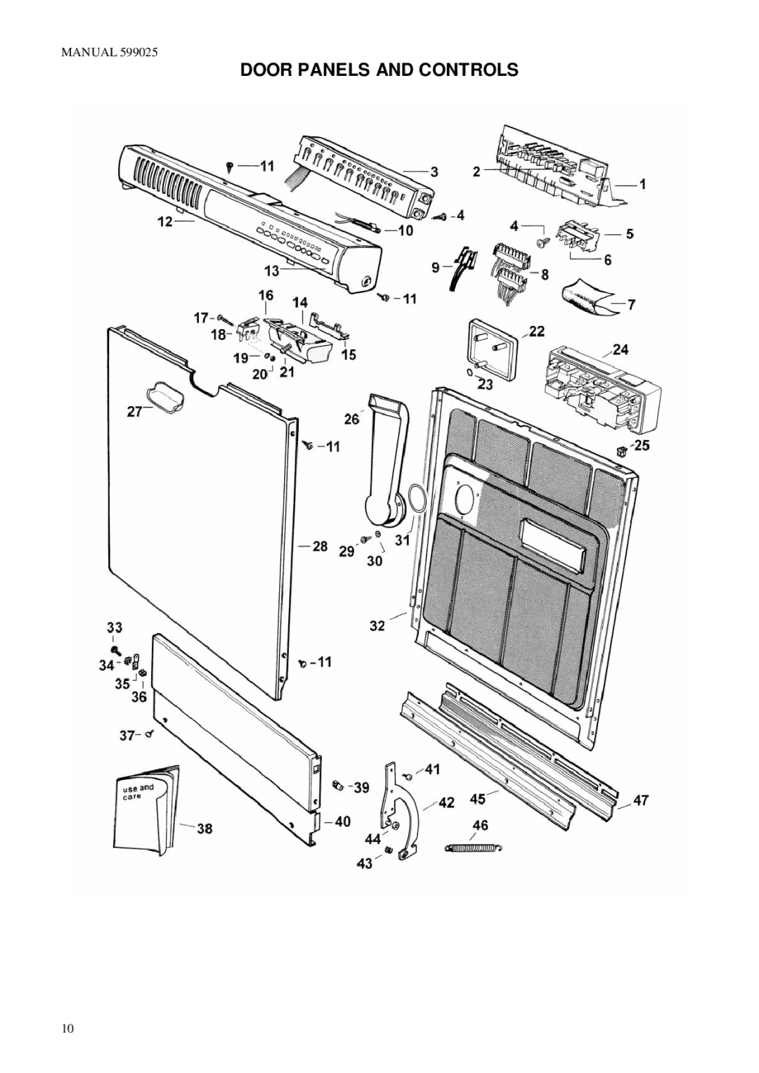 Fisher & Paykel L80, S80, M80, 3886S3886T, 3886M, 272S, 292T, 262M, 282E manual Door Panels and Controls 