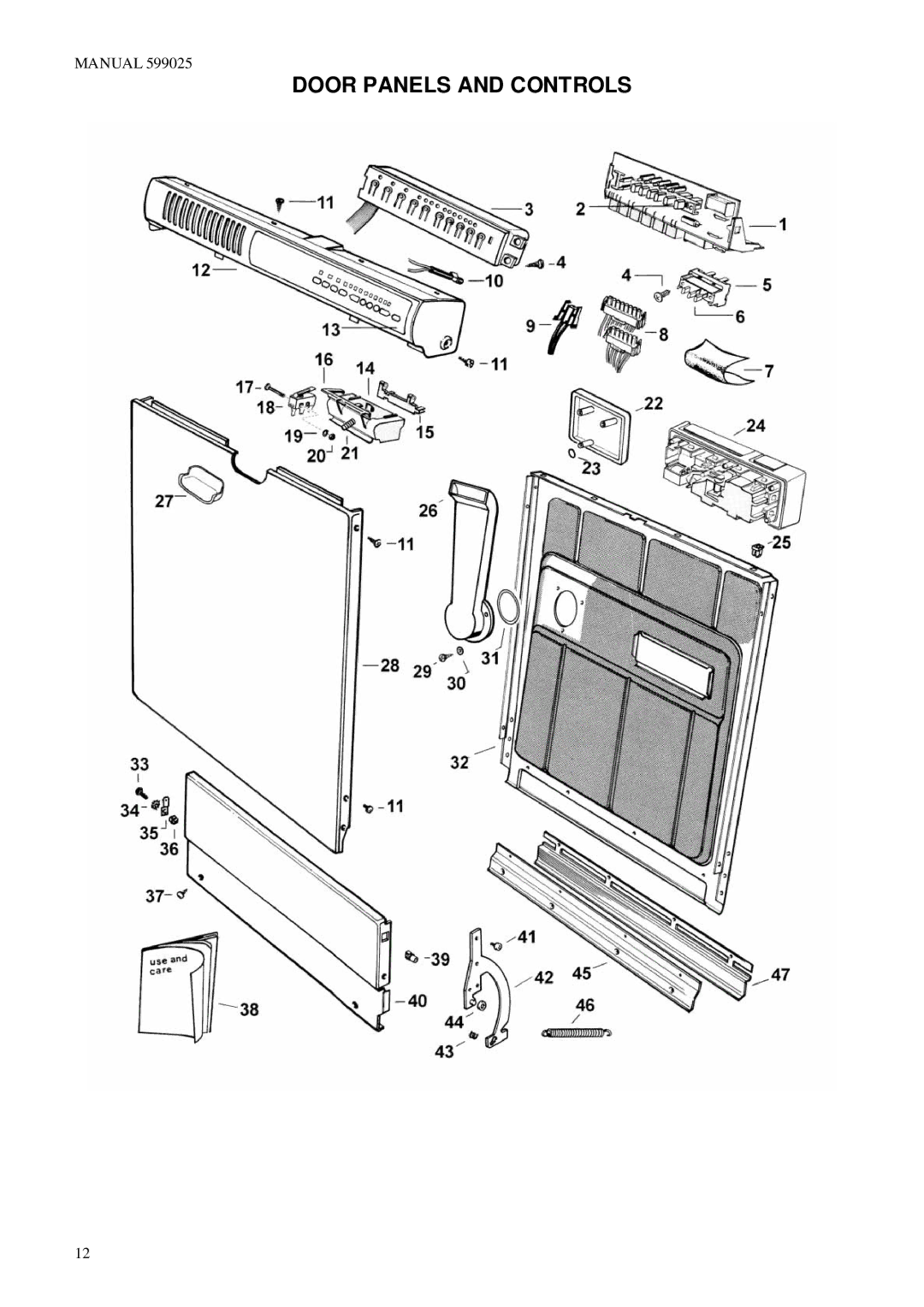 Fisher & Paykel 3886S3886T, S80, L80, M80, 3886M, 272S, 292T, 262M, 282E manual Door Panels and Controls 