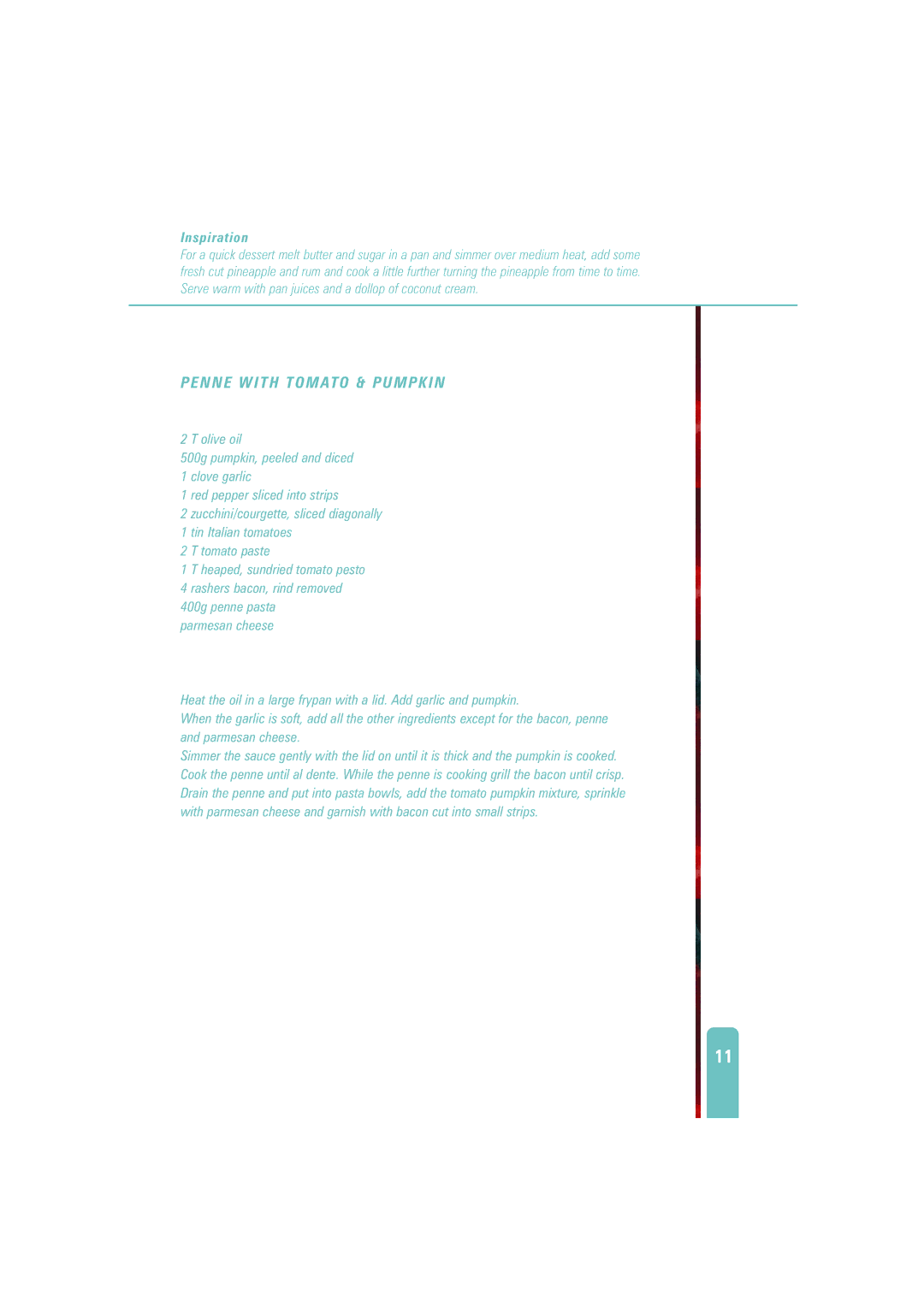 Fisher & Paykel Titan manual Penne with Tomato & Pumpkin 