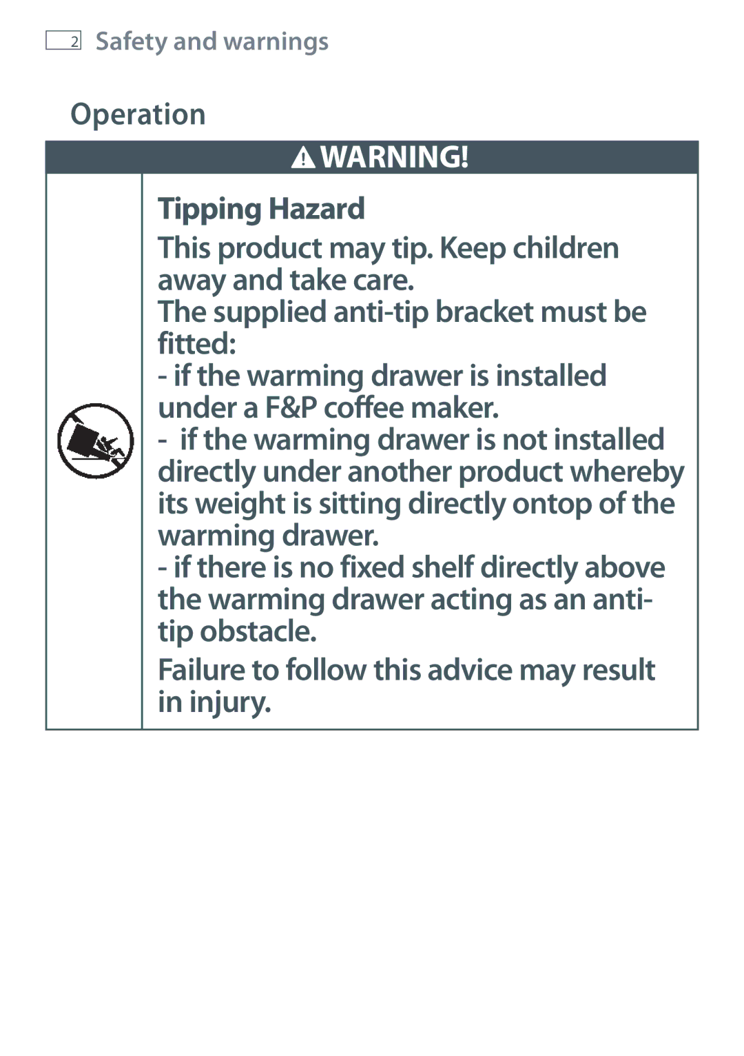 Fisher & Paykel W860SD manual Safety and warnings 