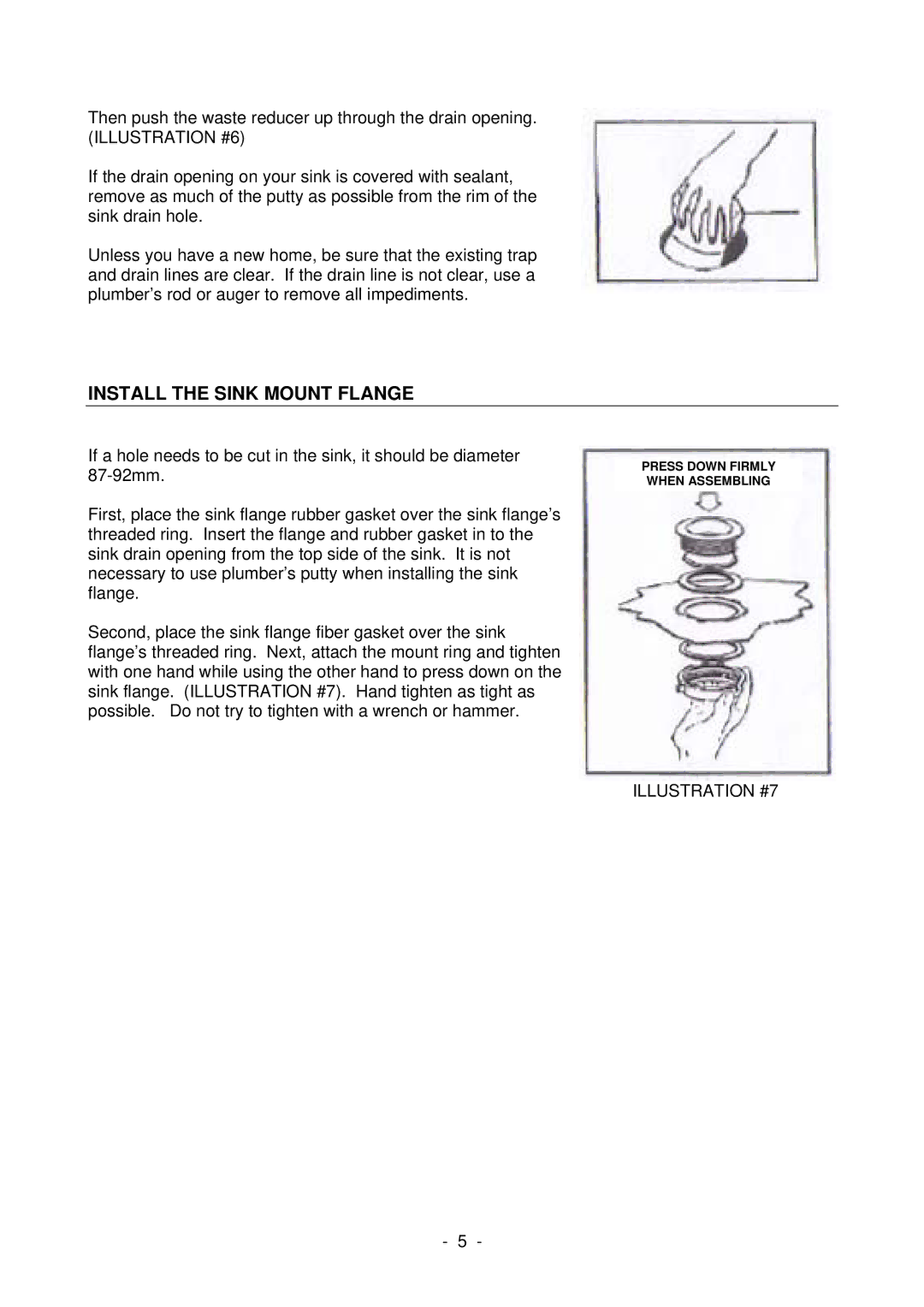 Fisher & Paykel WD1001 manual Install the Sink Mount Flange, Illustration #7 