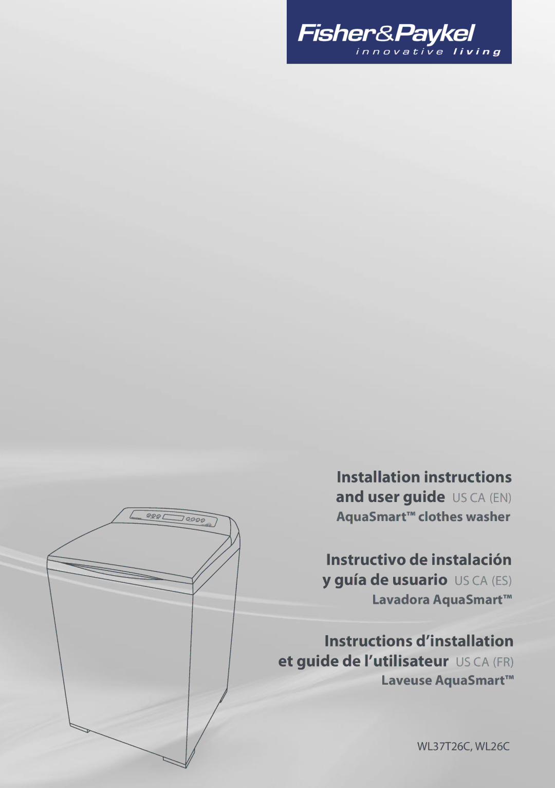 Fisher & Paykel installation instructions WL37T26C, WL26C 