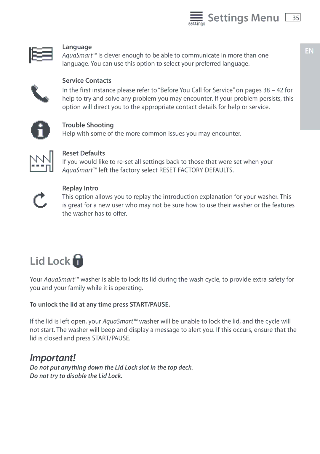 Fisher & Paykel WL37T26C, WL26C installation instructions Lid Lock 