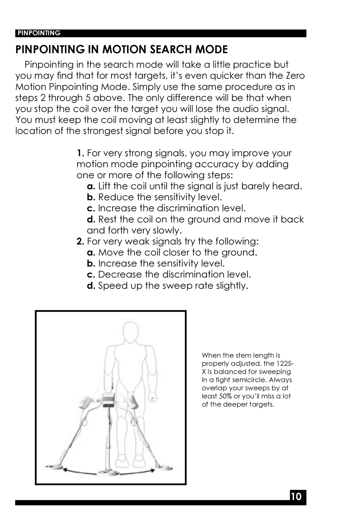 Fisher 1225-X manual Pinpointing in Motion Search Mode 