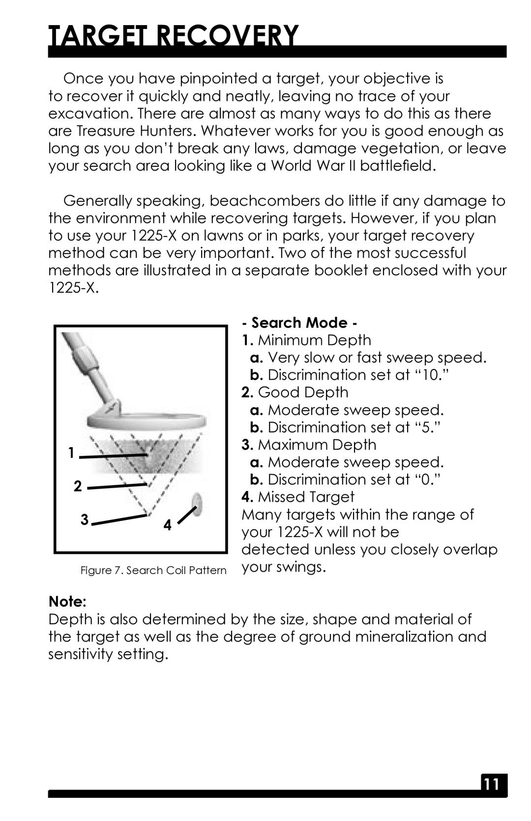 Fisher 1225-X manual Target Recovery, Search Mode 