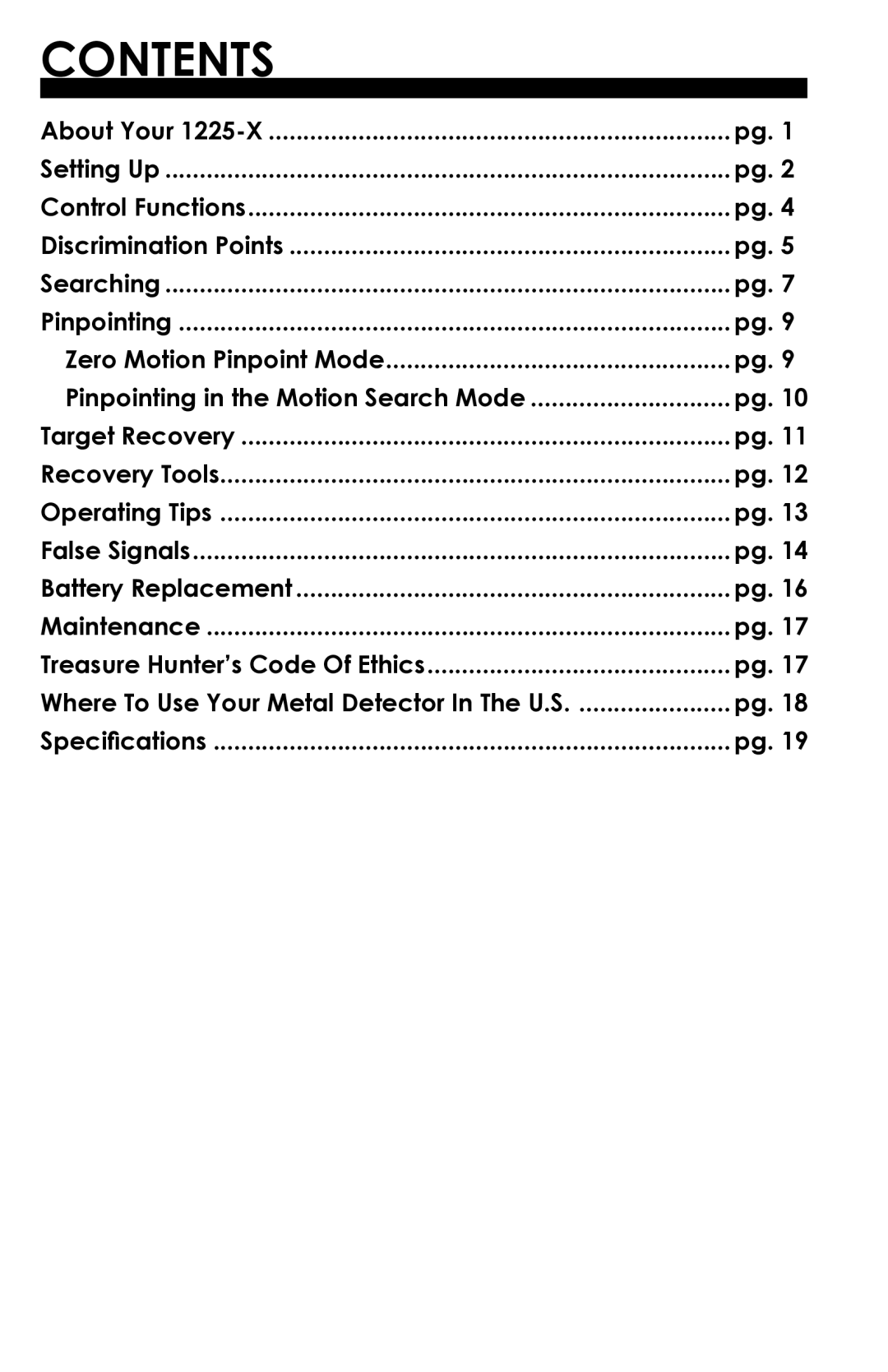 Fisher 1225-X manual Contents 