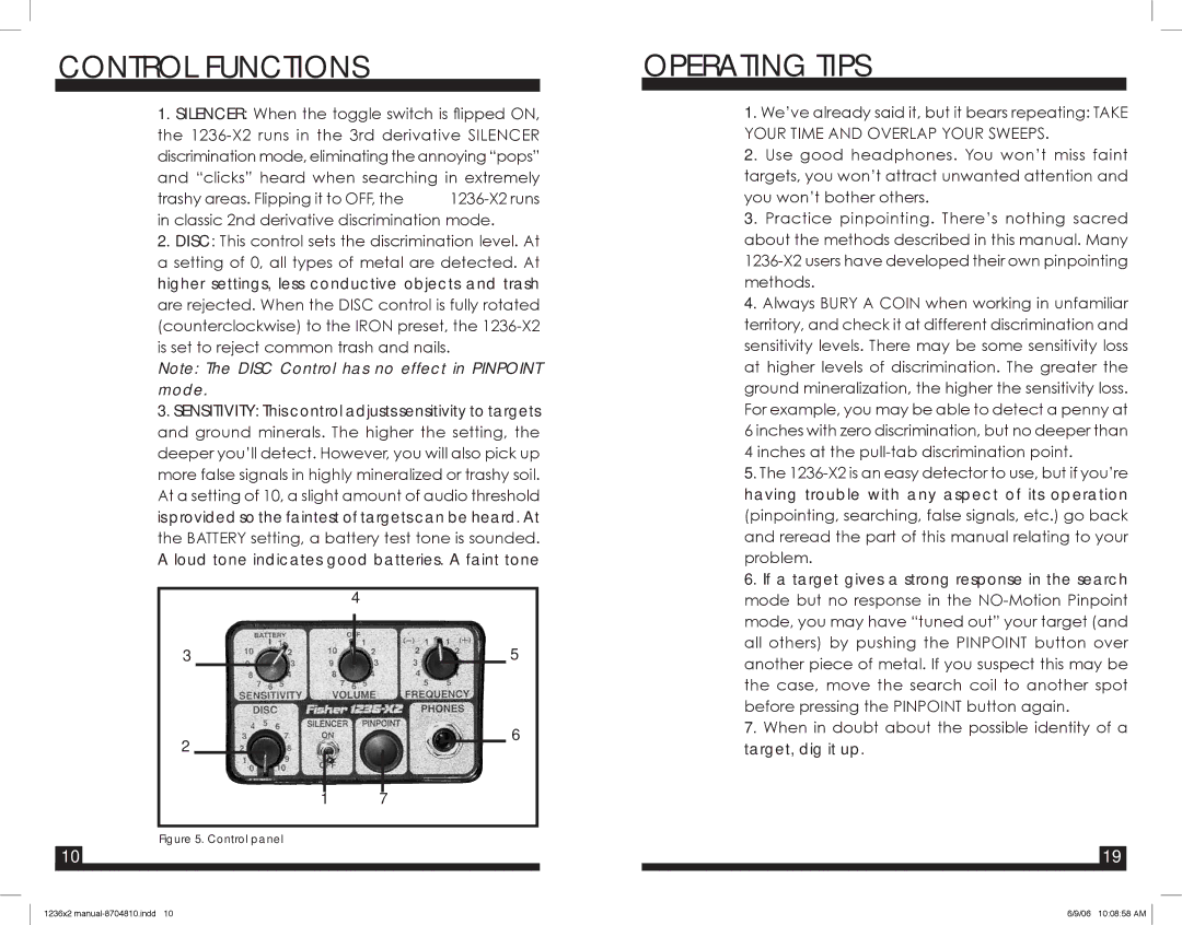 Fisher 1236-X2 warranty Control Functions, Operating Tips 