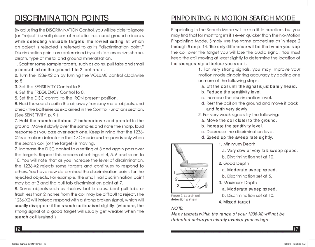 Fisher 1236-X2 warranty Discrimination Points, Set the Disc control to the Iron present position 