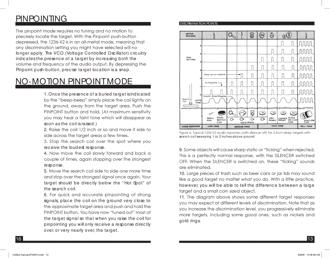 Fisher 1236-X2 warranty Pinpointing, NO-MOTION Pinpoint Mode 