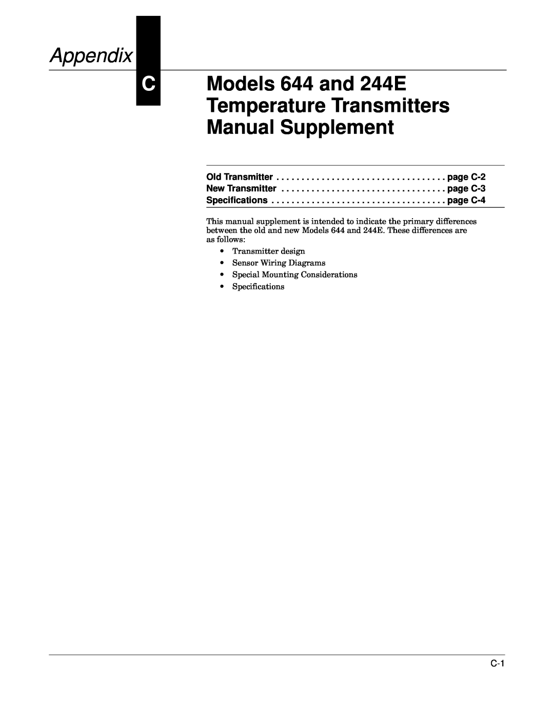 Fisher 244EH, 244ER manual C Models 644 and 244E Temperature Transmitters Manual Supplement, Appendix 