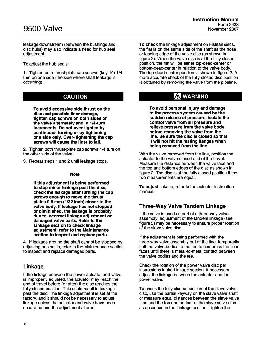 Fisher 9500 instruction manual Three-Way Valve Tandem Linkage, Instruction Manual 