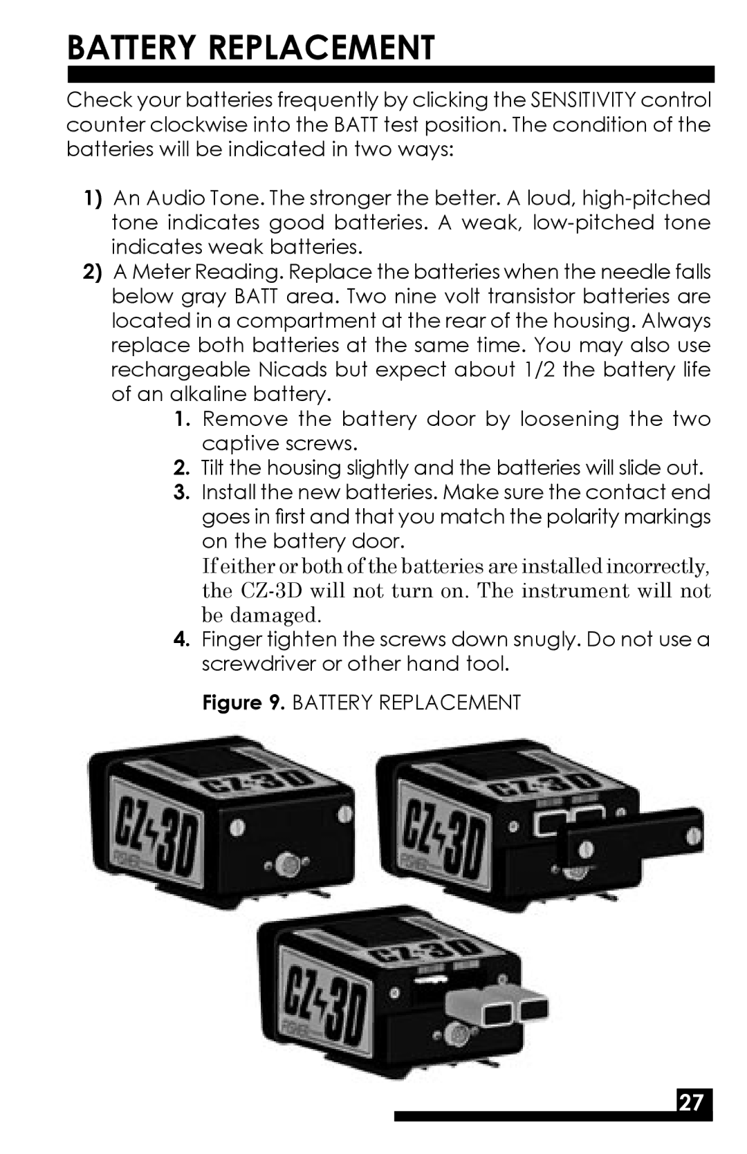 Fisher CZ-3D manual Battery Replacement 