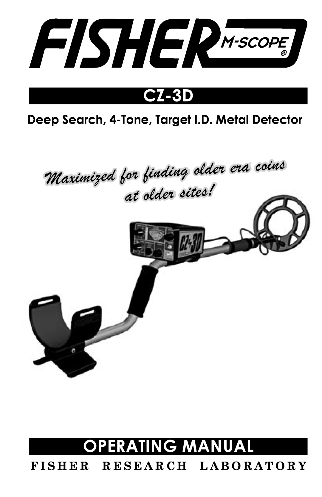 Fisher CZ-3D manual Fisher Research Laboratory, at older sites, Operating Manual, Maximized, for finding older era, coins 
