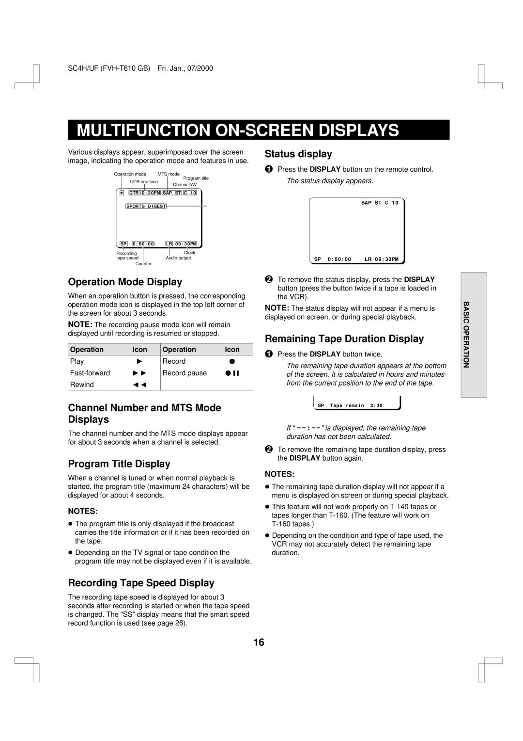 Fisher FVH-T610 important safety instructions Multifunction ON-SCREEN Displays 