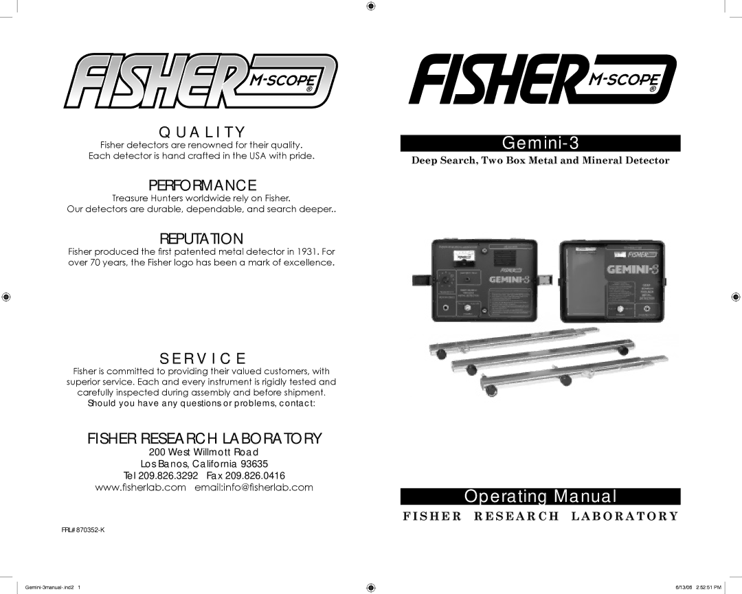 Fisher GEMINI-3 warranty Gemini-3 