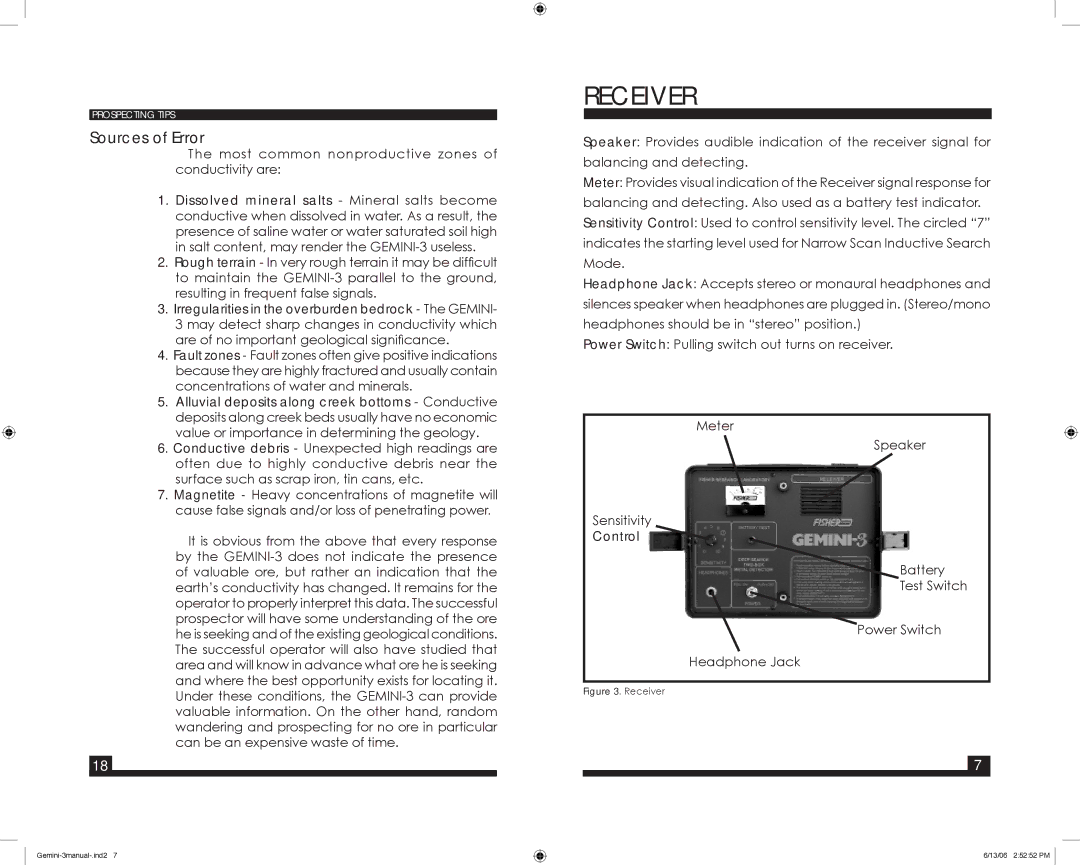 Fisher GEMINI-3 warranty Receiver, Sources of Error 