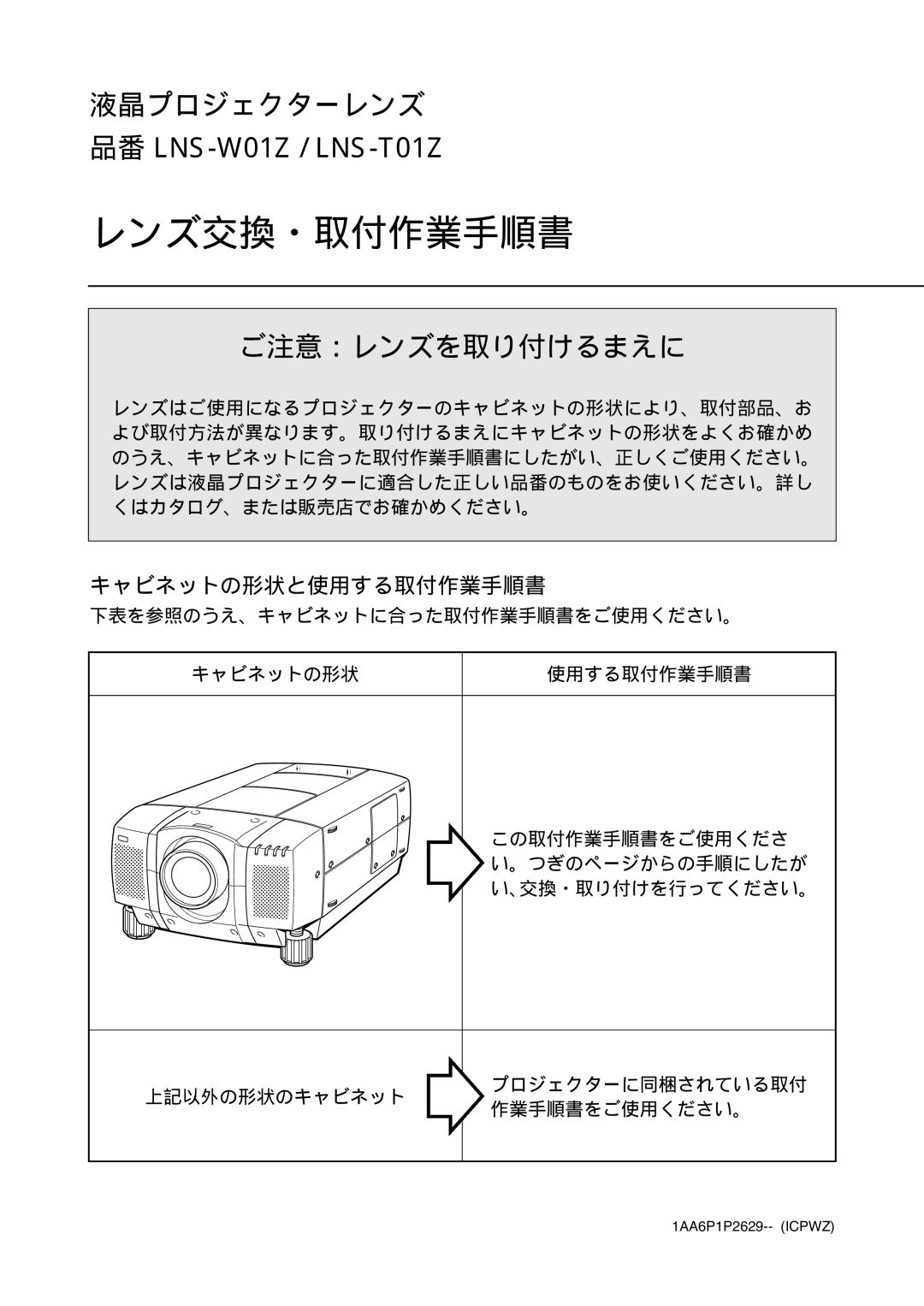 Fisher LNS-T01Z manual レンズ交換・取付作業手順書 