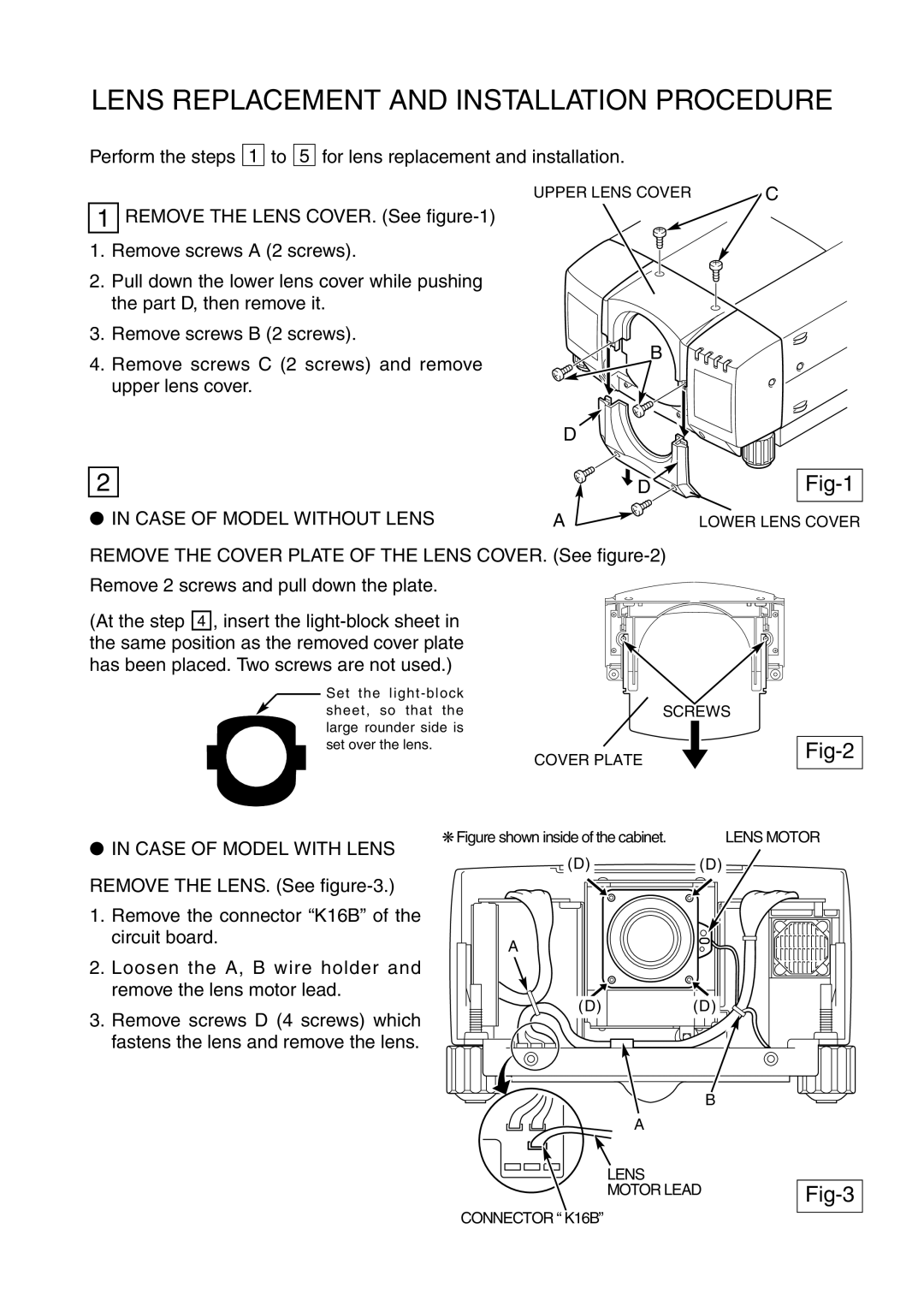 Fisher LNS-T01Z manual Lens Replacement and Installation Procedure, Fig-1, Fig-2, Fig-3 